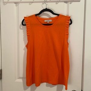 Loft Orange Ruffled Tank size Large